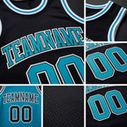 Custom Reversible Black Teal-White Double Side Sublimation Basketball Set Jersey detail