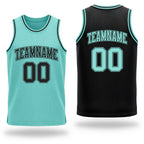 Custom Reversible Black Ice Blue Double Side Sublimation Basketball Set Jersey
