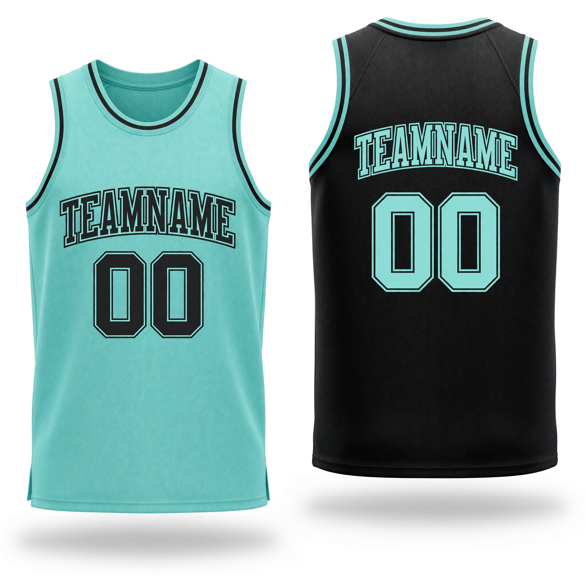 Custom Reversible Black Ice Blue Double Side Sublimation Basketball Set Jersey