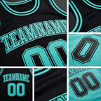 Custom Reversible Black Ice Blue Double Side Sublimation Basketball Set Jersey detail