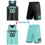 Custom Reversible Black Ice Blue Double Side Sublimation Basketball Set Jersey photo 2