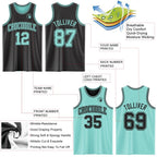 Custom Reversible Black Ice Blue Double Side Sublimation Basketball Set Jersey photo 5