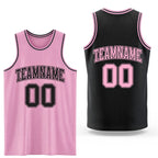 Custom Reversible Black Light Pink Double Side Sublimation Basketball Set Jersey