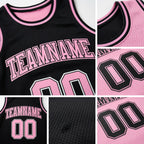 Custom Reversible Black Light Pink Double Side Sublimation Basketball Set Jersey detail