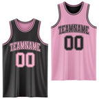 Custom Reversible Black Light Pink Double Side Sublimation Basketball Set Jersey photo 1