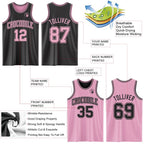 Custom Reversible Black Light Pink Double Side Sublimation Basketball Set Jersey photo 5