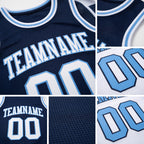 Custom Navy White-Light Blue Reversible Double Side Sublimation Basketball Set Jersey detail