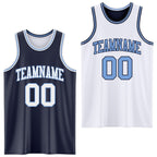 Custom Navy White-Light Blue Reversible Double Side Sublimation Basketball Set Jersey photo 1