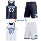 Custom Navy White-Light Blue Reversible Double Side Sublimation Basketball Set Jersey photo 2