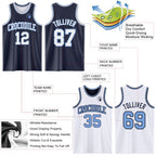 Custom Navy White-Light Blue Reversible Double Side Sublimation Basketball Set Jersey photo 5