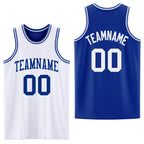 Custom Royal White Reversible Double Side Sublimation Basketball Set Jersey