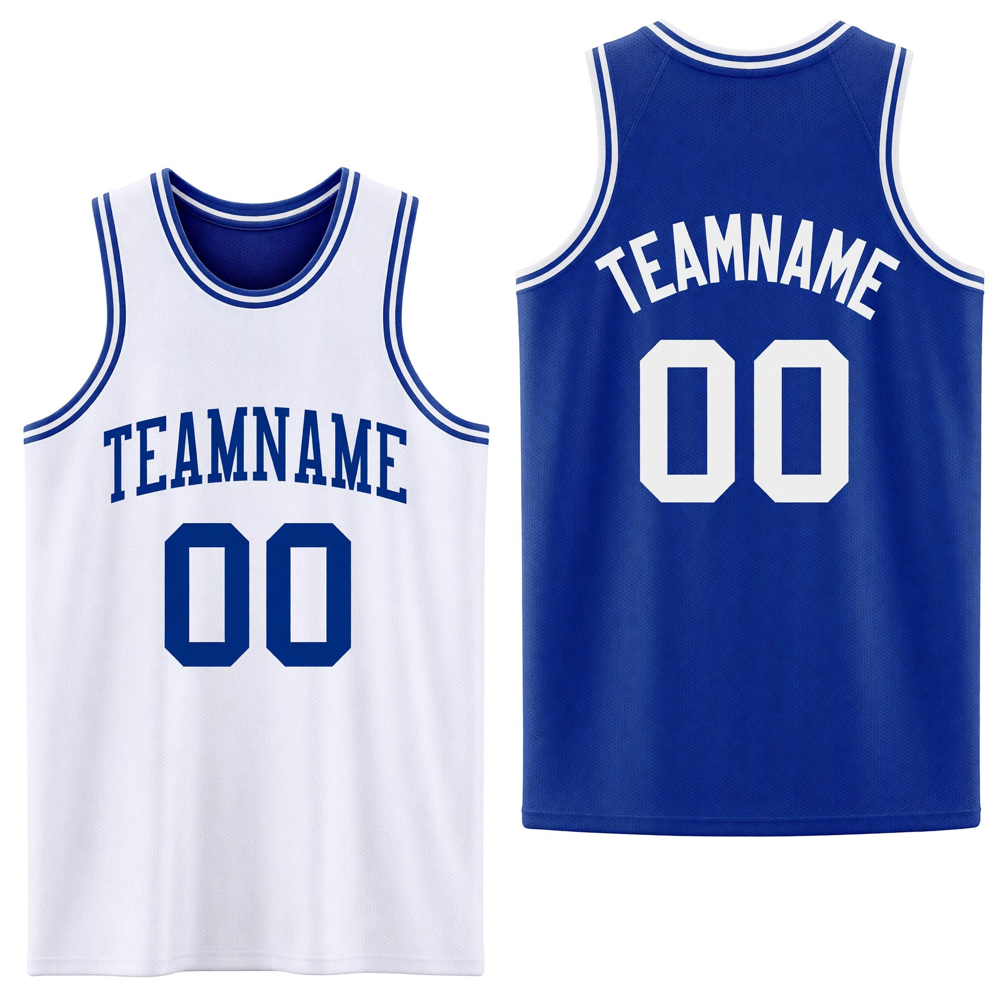 Custom Royal White Reversible Double Side Sublimation Basketball Set Jersey