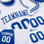 Custom Royal White Reversible Double Side Sublimation Basketball Set Jersey detail