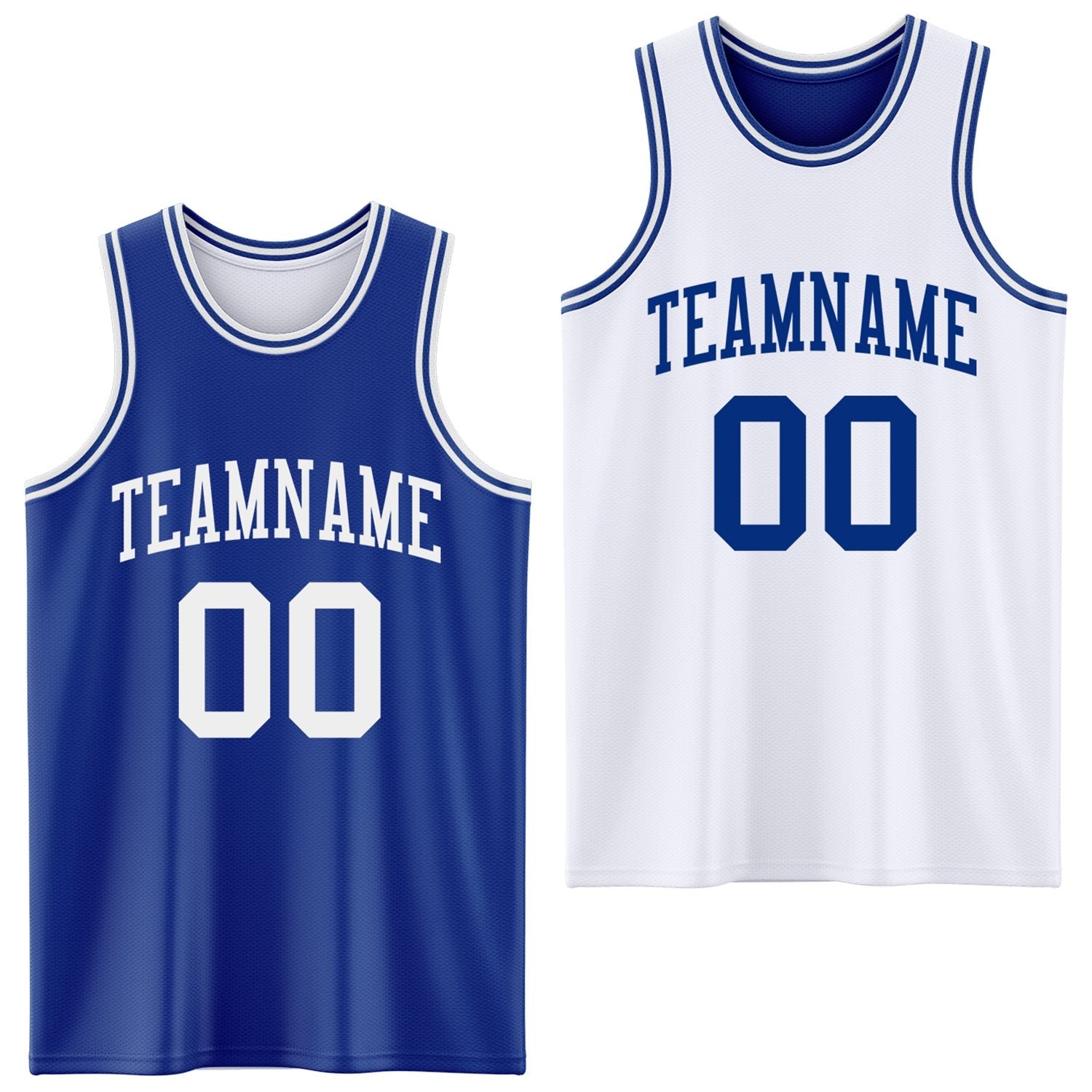 Custom Royal White Reversible Double Side Sublimation Basketball Set Jersey photo 1