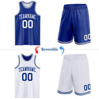 Custom Royal White Reversible Double Side Sublimation Basketball Set Jersey photo 2