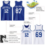 Custom Royal White Reversible Double Side Sublimation Basketball Set Jersey photo 5