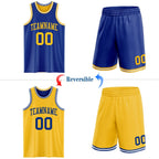 Custom Royal Gold-White Reversible Double Side Sublimation Basketball Set Jersey photo 2