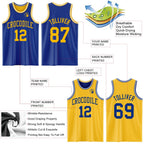 Custom Royal Gold-White Reversible Double Side Sublimation Basketball Set Jersey photo 5