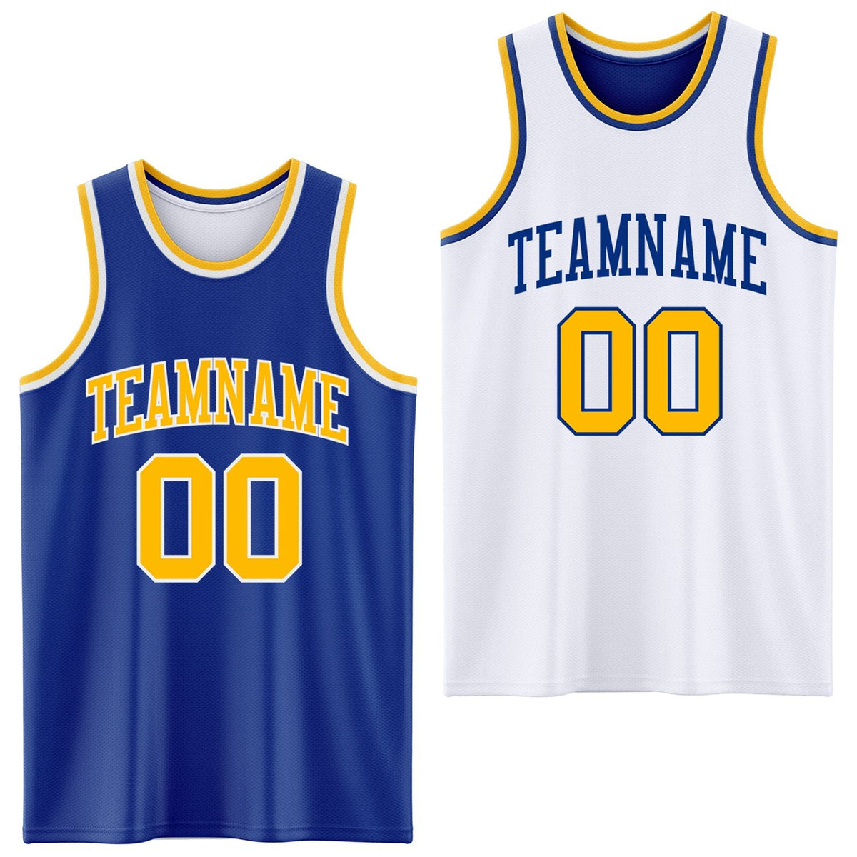 Custom Royal Gold-White Reversible Double Side Sublimation Basketball Set Jersey