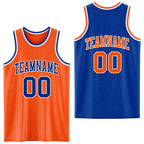 Custom Royal Orange-White Reversible Double Side Sublimation Basketball Set Jersey