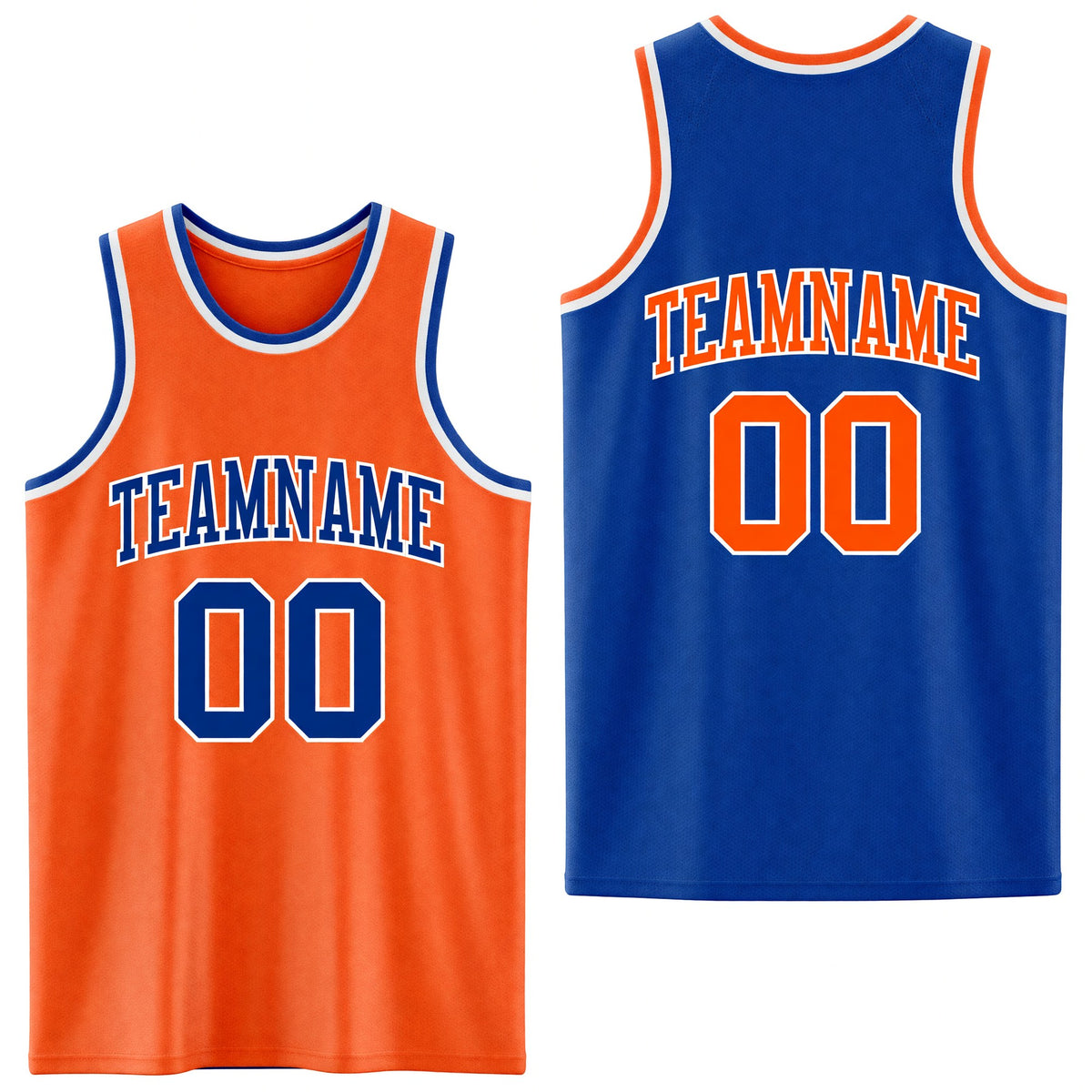 Custom Royal Orange-White Reversible Double Side Sublimation Basketball Set Jersey