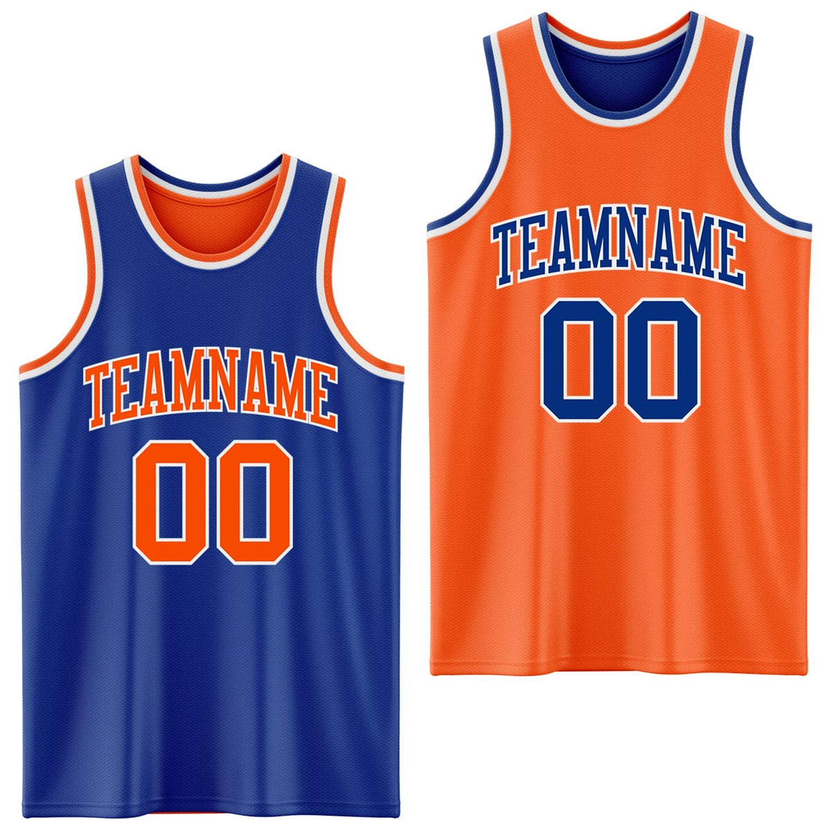 Custom Royal Orange-White Reversible Double Side Sublimation Basketball Set Jersey photo 1