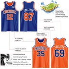 Custom Royal Orange-White Reversible Double Side Sublimation Basketball Set Jersey photo 5