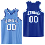 Custom Royal White-Light Blue Reversible Double Side Sublimation Basketball Set Jersey