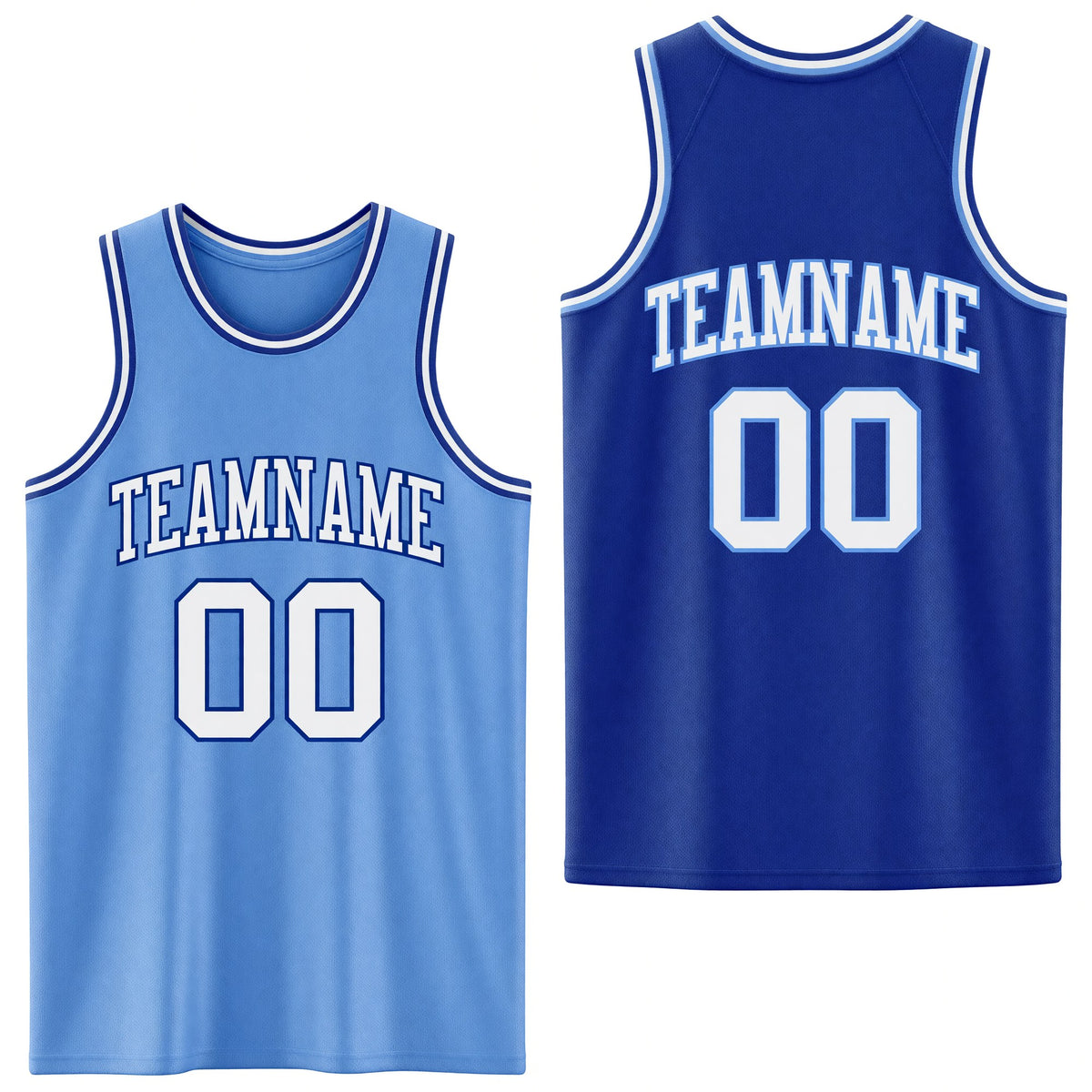 Custom Royal White-Light Blue Reversible Double Side Sublimation Basketball Set Jersey