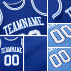 Custom Royal White-Light Blue Reversible Double Side Sublimation Basketball Set Jersey detail