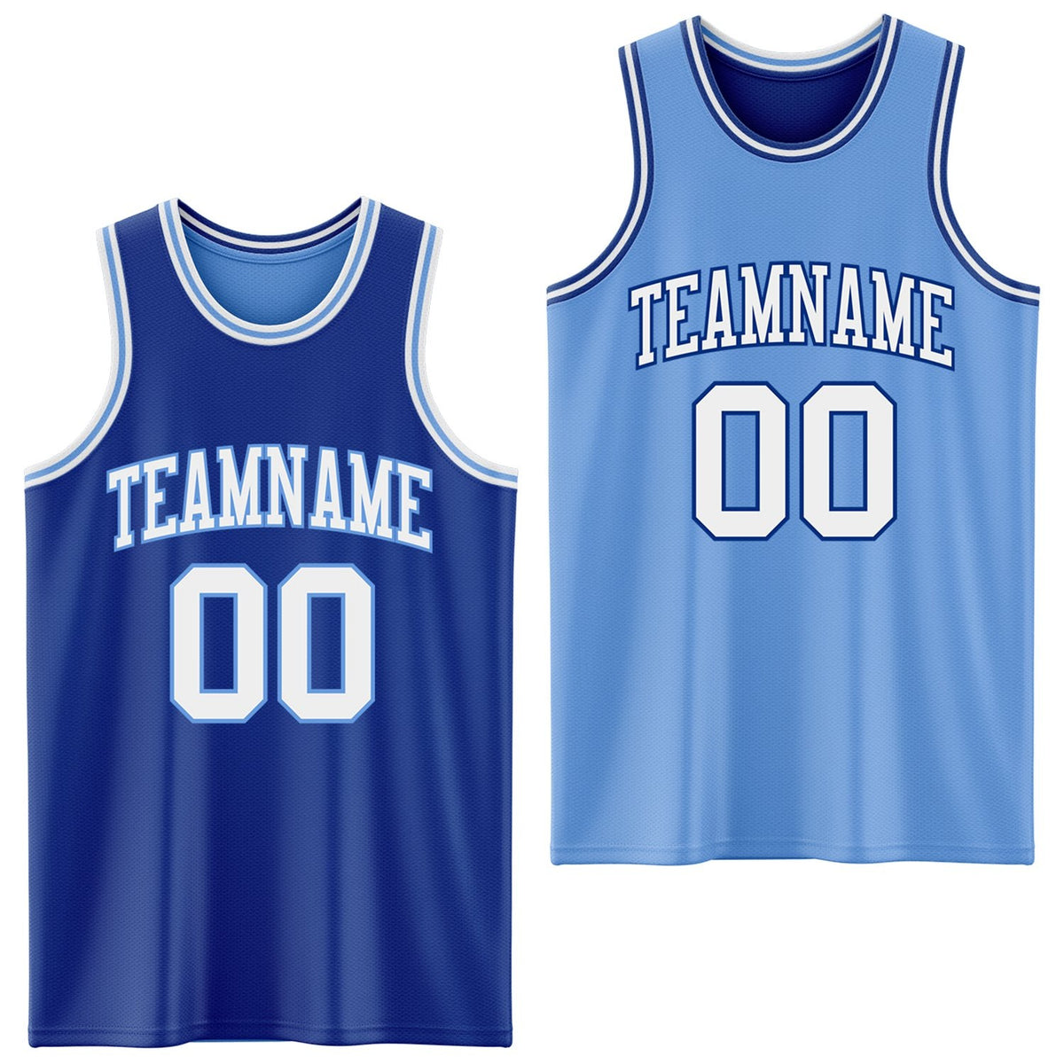 Custom Royal White-Light Blue Reversible Double Side Sublimation Basketball Set Jersey photo 1