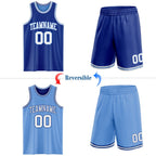 Custom Royal White-Light Blue Reversible Double Side Sublimation Basketball Set Jersey photo 2