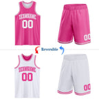 Custom Pink White Reversible Double Side Sublimation Basketball Set Jersey photo 2