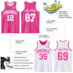 Custom Pink White Reversible Double Side Sublimation Basketball Set Jersey photo 5