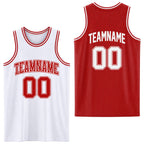 Custom Red White Reversible Double Side Sublimation Basketball Set Jersey