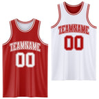 Custom Red White Reversible Double Side Sublimation Basketball Set Jersey photo 1
