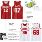 Custom Red White Reversible Double Side Sublimation Basketball Set Jersey photo 5