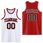 Custom Red Black-White Reversible Double Side Sublimation Basketball Set Jersey