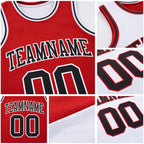 Custom Red Black-White Reversible Double Side Sublimation Basketball Set Jersey detail