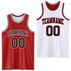 Custom Red Black-White Reversible Double Side Sublimation Basketball Set Jersey photo 1
