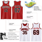 Custom Red Black-White Reversible Double Side Sublimation Basketball Set Jersey photo 5