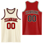 Custom Red Black-Cream Reversible Double Side Sublimation Basketball Set Jersey