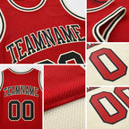Custom Red Black-Cream Reversible Double Side Sublimation Basketball Set Jersey detail