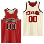 Custom Red Black-Cream Reversible Double Side Sublimation Basketball Set Jersey photo 1