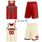 Custom Red Black-Cream Reversible Double Side Sublimation Basketball Set Jersey photo 2