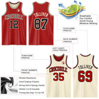 Custom Red Black-Cream Reversible Double Side Sublimation Basketball Set Jersey photo 5