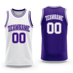 Custom Purple White Reversible Double Side Sublimation Basketball Set Jersey