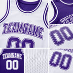 Custom Purple White Reversible Double Side Sublimation Basketball Set Jersey detail