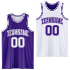 Custom Purple White Reversible Double Side Sublimation Basketball Set Jersey photo 1