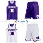 Custom Purple White Reversible Double Side Sublimation Basketball Set Jersey photo 2